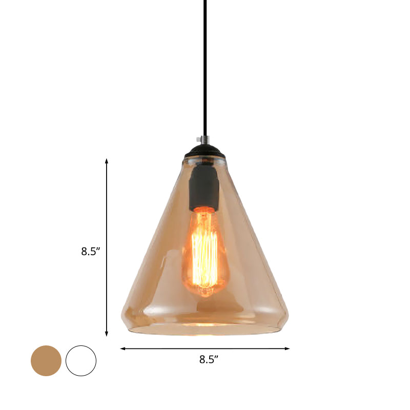 Black 1 Light Pendant Lighting Fixture Modern Clear/Brown Glass Tapered Hanging Ceiling Light Clearhalo 'Ceiling Lights' 'Glass shade' 'Glass' 'Industrial Pendants' 'Industrial' 'Middle Century Pendants' 'Pendant Lights' 'Pendants' 'Tiffany' Lighting' 1416497