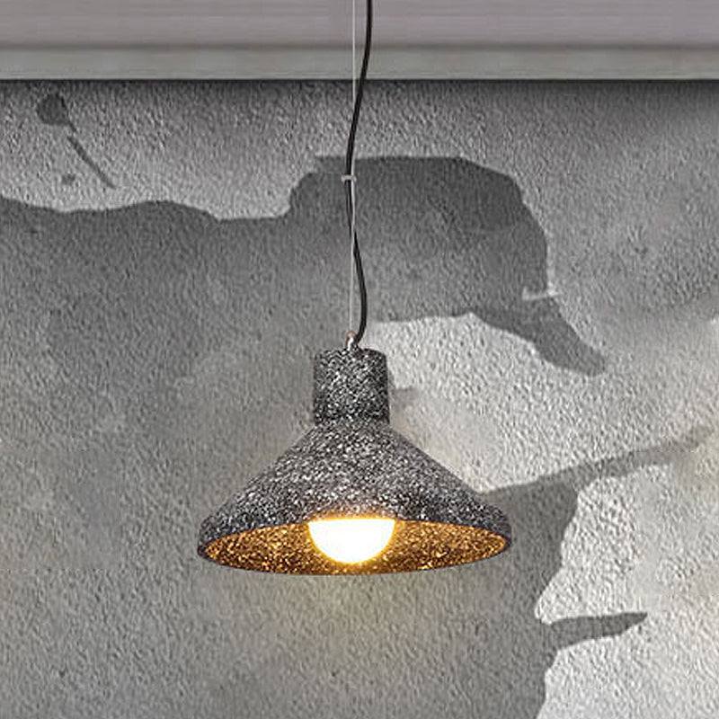 6.5"/10"/10.5" Dia Conical Cement Hanging Lamp Industrial Style 1 Light Dining Table Pendant Light in Grey Grey 10.5" Clearhalo 'Ceiling Lights' 'Modern Pendants' 'Modern' 'Pendant Lights' 'Pendants' Lighting' 1416555