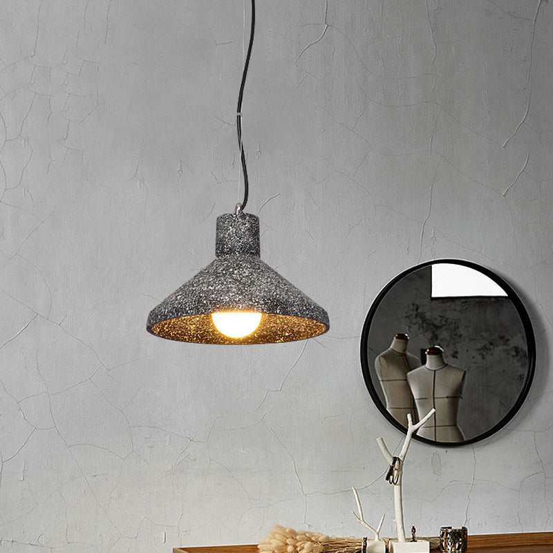 6.5"/10"/10.5" Dia Conical Cement Hanging Lamp Industrial Style 1 Light Dining Table Pendant Light in Grey Clearhalo 'Ceiling Lights' 'Modern Pendants' 'Modern' 'Pendant Lights' 'Pendants' Lighting' 1416556