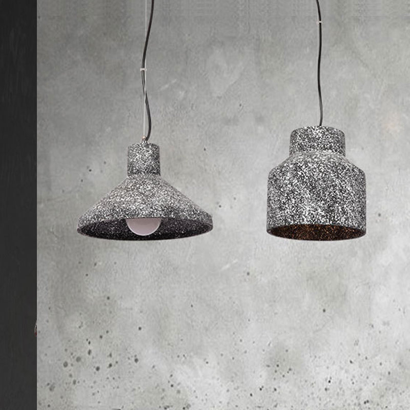 6.5"/10"/10.5" Dia Conical Cement Hanging Lamp Industrial Style 1 Light Dining Table Pendant Light in Grey Clearhalo 'Ceiling Lights' 'Modern Pendants' 'Modern' 'Pendant Lights' 'Pendants' Lighting' 1416557