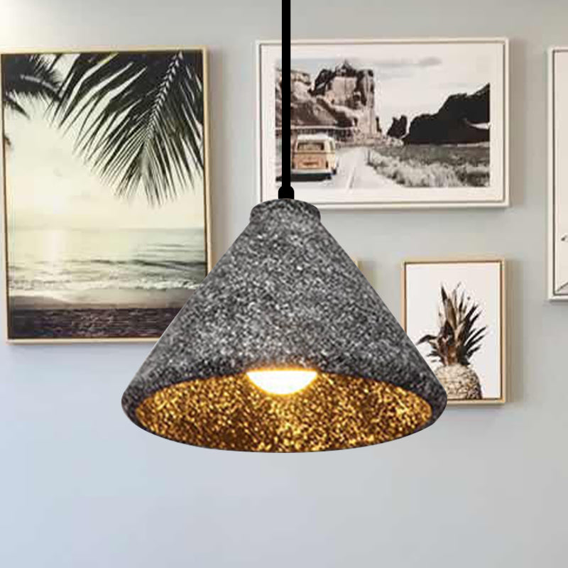 6.5"/10"/10.5" Dia Conical Cement Hanging Lamp Industrial Style 1 Light Dining Table Pendant Light in Grey Grey 10" Clearhalo 'Ceiling Lights' 'Modern Pendants' 'Modern' 'Pendant Lights' 'Pendants' Lighting' 1416560