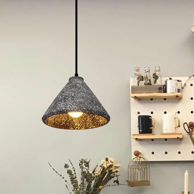 6.5"/10"/10.5" Dia Conical Cement Hanging Lamp Industrial Style 1 Light Dining Table Pendant Light in Grey Clearhalo 'Ceiling Lights' 'Modern Pendants' 'Modern' 'Pendant Lights' 'Pendants' Lighting' 1416561