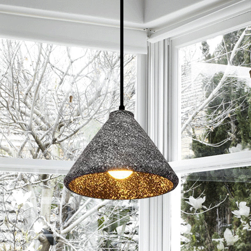 6.5"/10"/10.5" Dia Conical Cement Hanging Lamp Industrial Style 1 Light Dining Table Pendant Light in Grey Clearhalo 'Ceiling Lights' 'Modern Pendants' 'Modern' 'Pendant Lights' 'Pendants' Lighting' 1416562