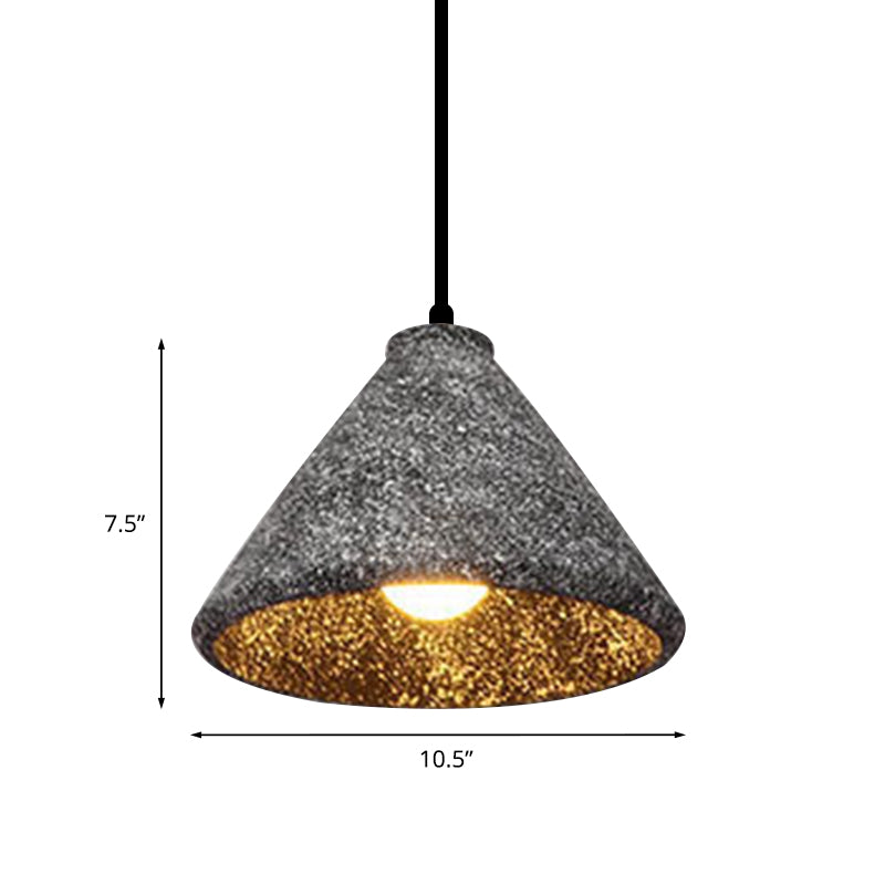 6.5"/10"/10.5" Dia Conical Cement Hanging Lamp Industrial Style 1 Light Dining Table Pendant Light in Grey Clearhalo 'Ceiling Lights' 'Modern Pendants' 'Modern' 'Pendant Lights' 'Pendants' Lighting' 1416564