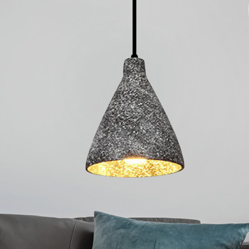 6.5"/10"/10.5" Dia Conical Cement Hanging Lamp Industrial Style 1 Light Dining Table Pendant Light in Grey Grey 6.5" Clearhalo 'Ceiling Lights' 'Modern Pendants' 'Modern' 'Pendant Lights' 'Pendants' Lighting' 1416565