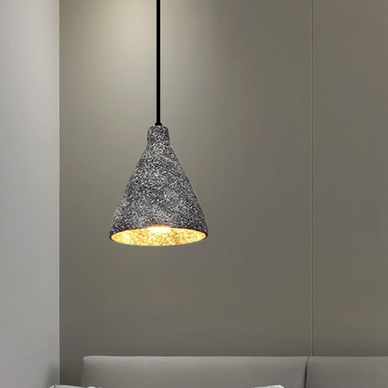 6.5"/10"/10.5" Dia Conical Cement Hanging Lamp Industrial Style 1 Light Dining Table Pendant Light in Grey Clearhalo 'Ceiling Lights' 'Modern Pendants' 'Modern' 'Pendant Lights' 'Pendants' Lighting' 1416566