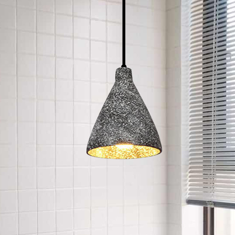 6.5"/10"/10.5" Dia Conical Cement Hanging Lamp Industrial Style 1 Light Dining Table Pendant Light in Grey Clearhalo 'Ceiling Lights' 'Modern Pendants' 'Modern' 'Pendant Lights' 'Pendants' Lighting' 1416567