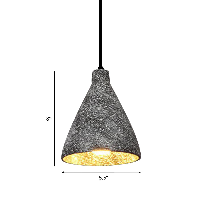 6.5"/10"/10.5" Dia Conical Cement Hanging Lamp Industrial Style 1 Light Dining Table Pendant Light in Grey Clearhalo 'Ceiling Lights' 'Modern Pendants' 'Modern' 'Pendant Lights' 'Pendants' Lighting' 1416569