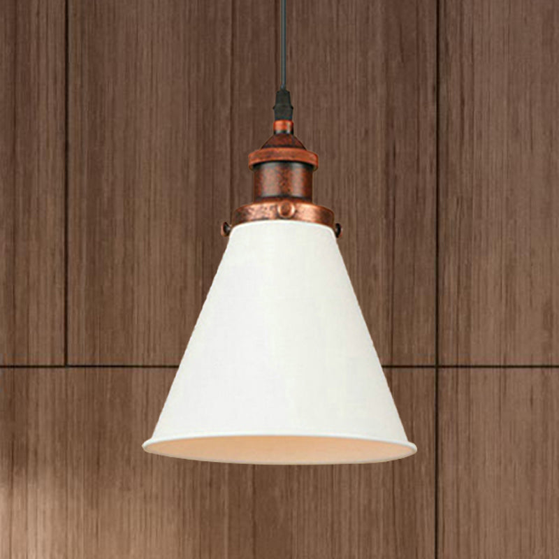 Black/Chrome/Rust Finish 1 Bulb Hanging Ceiling Light Retro Style Metal Tapered Shade Pendant Lighting for Kitchen Rust Clearhalo 'Art Deco Pendants' 'Black' 'Cast Iron' 'Ceiling Lights' 'Ceramic' 'Crystal' 'Industrial Pendants' 'Industrial' 'Metal' 'Middle Century Pendants' 'Pendant Lights' 'Pendants' 'Rustic Pendants' 'Tiffany' Lighting' 1416570