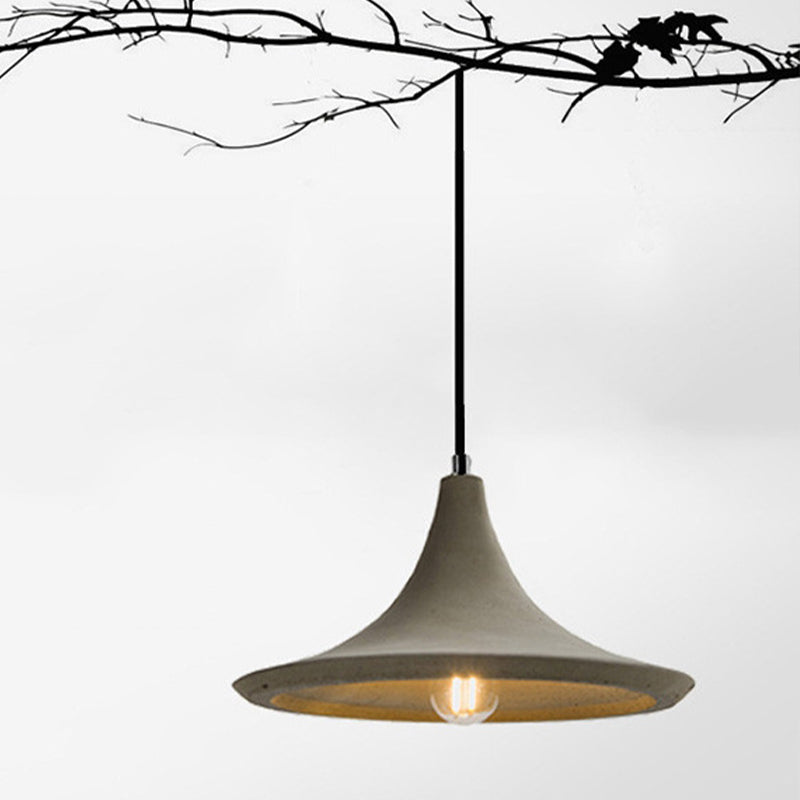 1 Light Concrete Hanging Lamp Vintage Industrial Gray/White Flared Shade Coffee Shop Ceiling Pendant Grey Clearhalo 'Ceiling Lights' 'Modern Pendants' 'Modern' 'Pendant Lights' 'Pendants' Lighting' 1416592