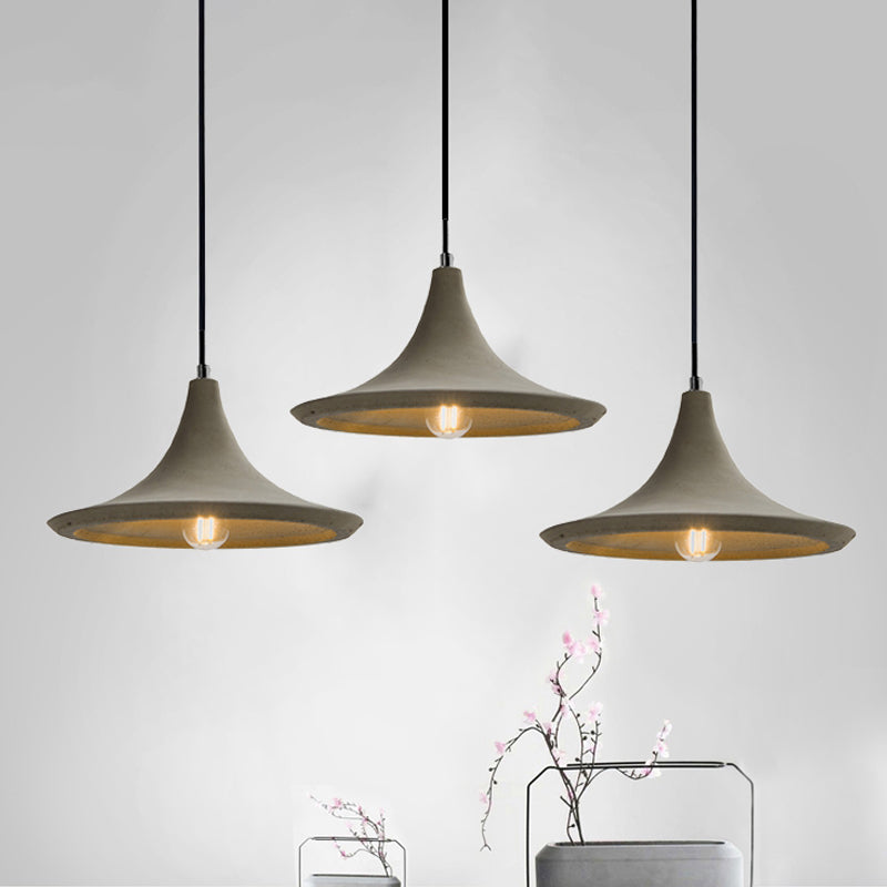 1 Light Concrete Hanging Lamp Vintage Industrial Gray/White Flared Shade Coffee Shop Ceiling Pendant Clearhalo 'Ceiling Lights' 'Modern Pendants' 'Modern' 'Pendant Lights' 'Pendants' Lighting' 1416593