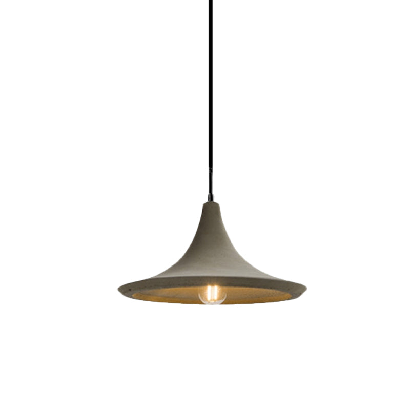 1 Light Concrete Hanging Lamp Vintage Industrial Gray/White Flared Shade Coffee Shop Ceiling Pendant Clearhalo 'Ceiling Lights' 'Modern Pendants' 'Modern' 'Pendant Lights' 'Pendants' Lighting' 1416595