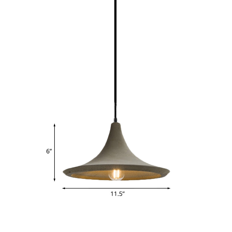 1 Light Concrete Hanging Lamp Vintage Industrial Gray/White Flared Shade Coffee Shop Ceiling Pendant Clearhalo 'Ceiling Lights' 'Modern Pendants' 'Modern' 'Pendant Lights' 'Pendants' Lighting' 1416596