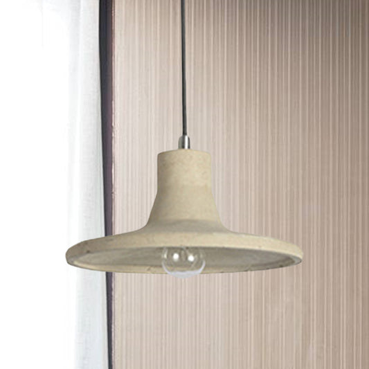 1 Light Concrete Hanging Lamp Vintage Industrial Gray/White Flared Shade Coffee Shop Ceiling Pendant White Clearhalo 'Ceiling Lights' 'Modern Pendants' 'Modern' 'Pendant Lights' 'Pendants' Lighting' 1416597