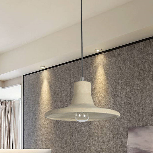 1 Light Concrete Hanging Lamp Vintage Industrial Gray/White Flared Shade Coffee Shop Ceiling Pendant Clearhalo 'Ceiling Lights' 'Modern Pendants' 'Modern' 'Pendant Lights' 'Pendants' Lighting' 1416598