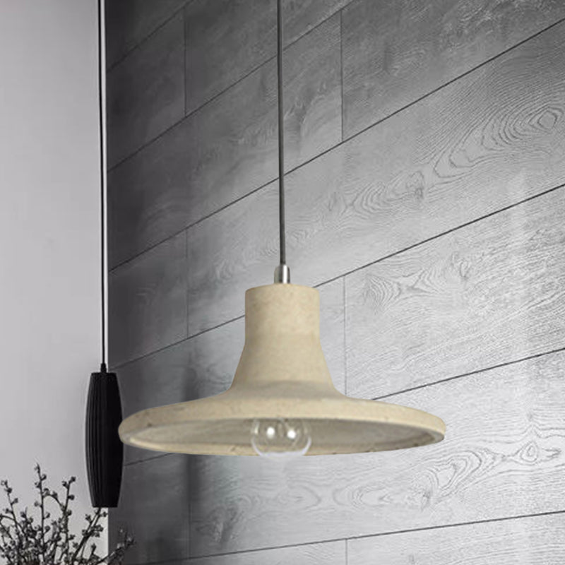 1 Light Concrete Hanging Lamp Vintage Industrial Gray/White Flared Shade Coffee Shop Ceiling Pendant Clearhalo 'Ceiling Lights' 'Modern Pendants' 'Modern' 'Pendant Lights' 'Pendants' Lighting' 1416599