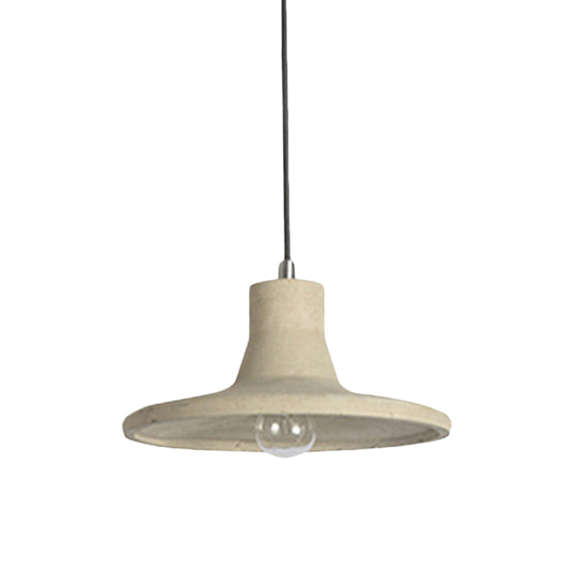 1 Light Concrete Hanging Lamp Vintage Industrial Gray/White Flared Shade Coffee Shop Ceiling Pendant Clearhalo 'Ceiling Lights' 'Modern Pendants' 'Modern' 'Pendant Lights' 'Pendants' Lighting' 1416600