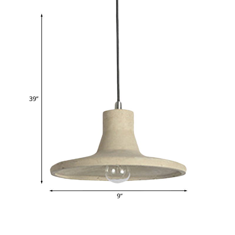 1 Light Concrete Hanging Lamp Vintage Industrial Gray/White Flared Shade Coffee Shop Ceiling Pendant Clearhalo 'Ceiling Lights' 'Modern Pendants' 'Modern' 'Pendant Lights' 'Pendants' Lighting' 1416601