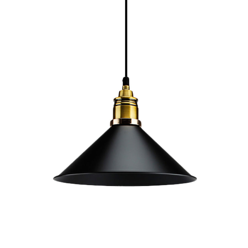 Metallic Cone Shade Ceiling Light Loft Stylish 10"/14" Wide 1 Head Kitchen Pendant Lamp in Black Clearhalo 'Art Deco Pendants' 'Black' 'Cast Iron' 'Ceiling Lights' 'Ceramic' 'Crystal' 'Industrial Pendants' 'Industrial' 'Metal' 'Middle Century Pendants' 'Pendant Lights' 'Pendants' 'Rustic Pendants' 'Tiffany' Lighting' 1416618