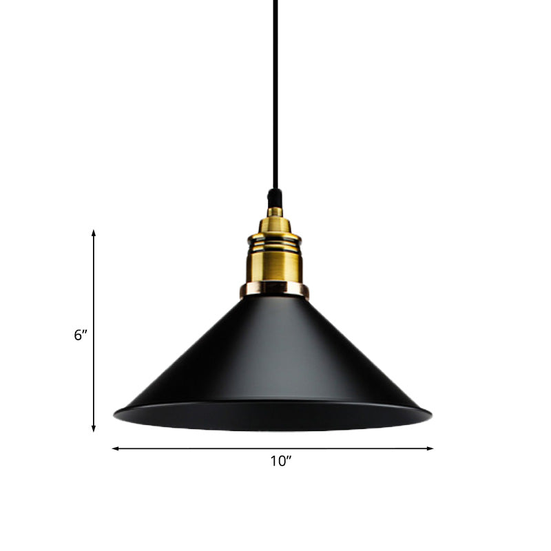 Metallic Cone Shade Ceiling Light Loft Stylish 10"/14" Wide 1 Head Kitchen Pendant Lamp in Black Clearhalo 'Art Deco Pendants' 'Black' 'Cast Iron' 'Ceiling Lights' 'Ceramic' 'Crystal' 'Industrial Pendants' 'Industrial' 'Metal' 'Middle Century Pendants' 'Pendant Lights' 'Pendants' 'Rustic Pendants' 'Tiffany' Lighting' 1416619