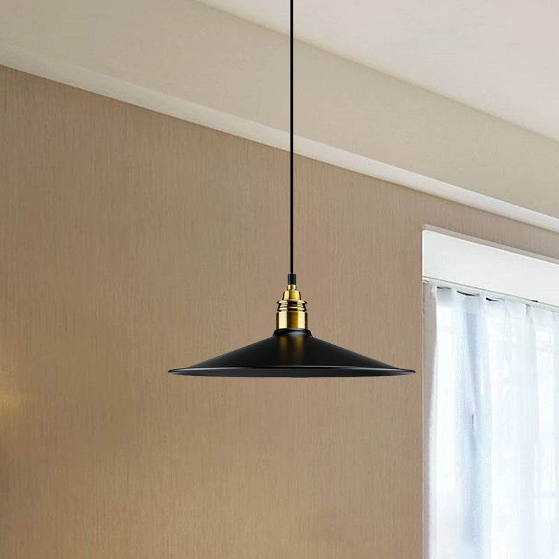 Metallic Cone Shade Ceiling Light Loft Stylish 10"/14" Wide 1 Head Kitchen Pendant Lamp in Black Clearhalo 'Art Deco Pendants' 'Black' 'Cast Iron' 'Ceiling Lights' 'Ceramic' 'Crystal' 'Industrial Pendants' 'Industrial' 'Metal' 'Middle Century Pendants' 'Pendant Lights' 'Pendants' 'Rustic Pendants' 'Tiffany' Lighting' 1416621