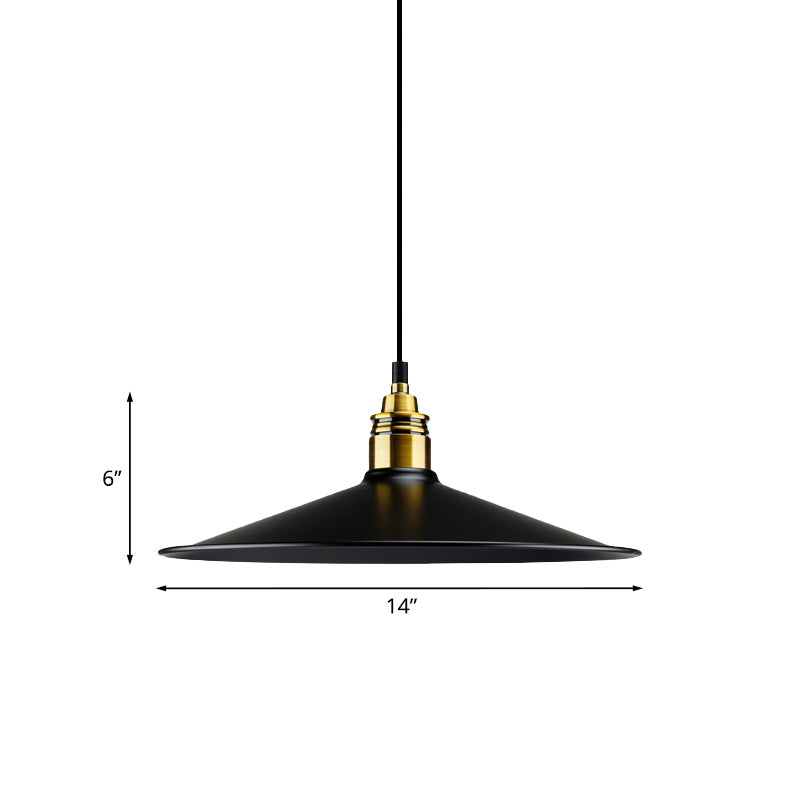 Metallic Cone Shade Ceiling Light Loft Stylish 10"/14" Wide 1 Head Kitchen Pendant Lamp in Black Clearhalo 'Art Deco Pendants' 'Black' 'Cast Iron' 'Ceiling Lights' 'Ceramic' 'Crystal' 'Industrial Pendants' 'Industrial' 'Metal' 'Middle Century Pendants' 'Pendant Lights' 'Pendants' 'Rustic Pendants' 'Tiffany' Lighting' 1416624