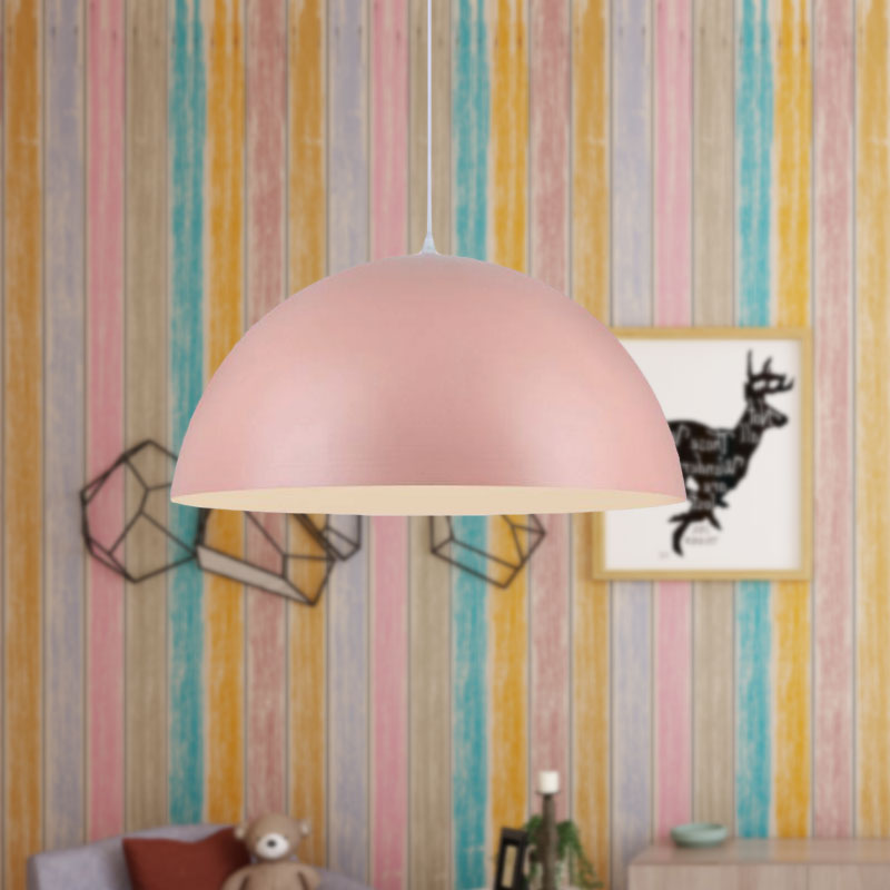 Nordic Style Bowl Pendant Lighting 1 Light Aluminum Suspended Light in Pink/Yellow for Living Room Pink Clearhalo 'Ceiling Lights' 'Modern Pendants' 'Modern' 'Pendant Lights' 'Pendants' Lighting' 1416649