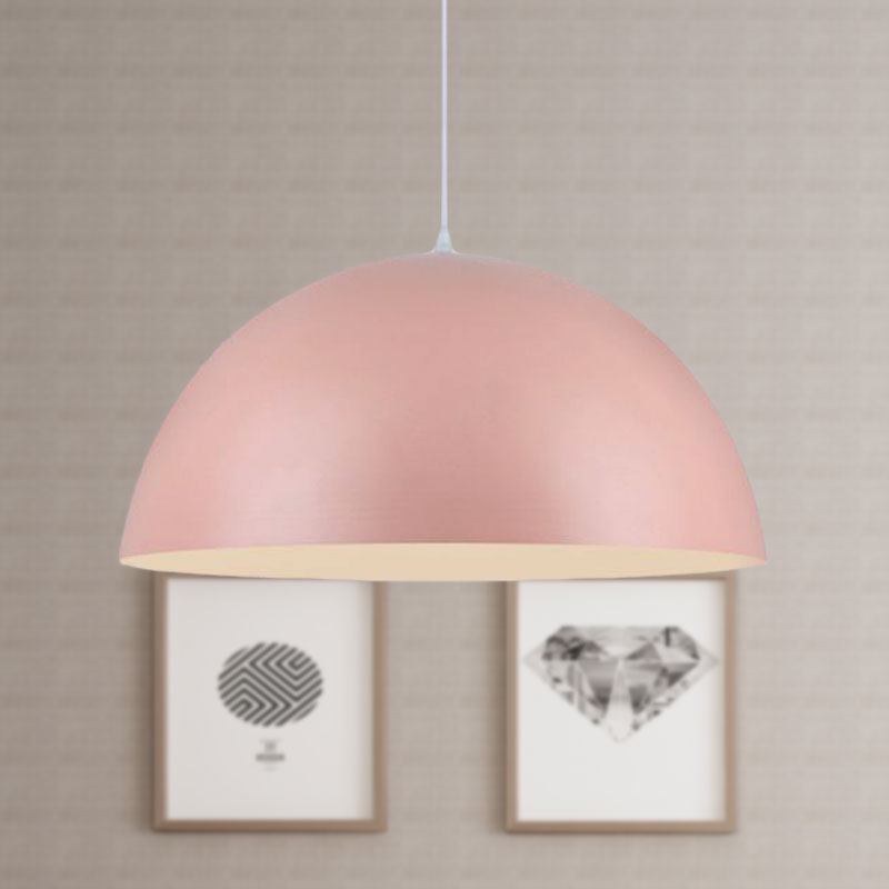 Nordic Style Bowl Pendant Lighting 1 Light Aluminum Suspended Light in Pink/Yellow for Living Room Clearhalo 'Ceiling Lights' 'Modern Pendants' 'Modern' 'Pendant Lights' 'Pendants' Lighting' 1416650