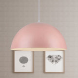 Nordic Style Bowl Pendant Lighting 1 Light Aluminum Suspended Light in Pink/Yellow for Living Room Clearhalo 'Ceiling Lights' 'Modern Pendants' 'Modern' 'Pendant Lights' 'Pendants' Lighting' 1416650