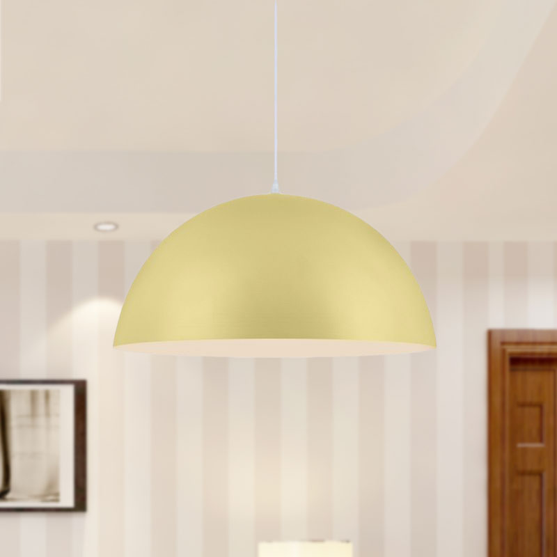 Nordic Style Bowl Pendant Lighting 1 Light Aluminum Suspended Light in Pink/Yellow for Living Room Clearhalo 'Ceiling Lights' 'Modern Pendants' 'Modern' 'Pendant Lights' 'Pendants' Lighting' 1416653