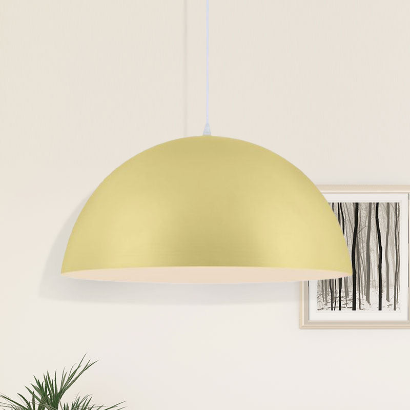 Nordic Style Bowl Pendant Lighting 1 Light Aluminum Suspended Light in Pink/Yellow for Living Room Clearhalo 'Ceiling Lights' 'Modern Pendants' 'Modern' 'Pendant Lights' 'Pendants' Lighting' 1416654