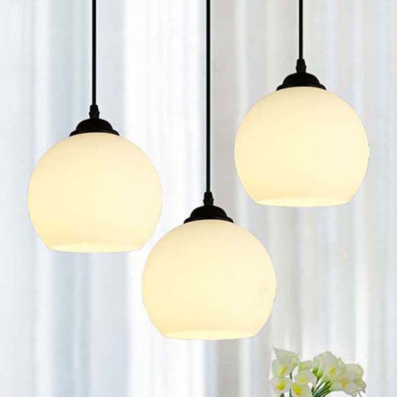 Black Orb Pendant Ceiling Light Farmhouse White Glass 1 Light Dining Room Hanging Lamp Clearhalo 'Ceiling Lights' 'Glass shade' 'Glass' 'Industrial Pendants' 'Industrial' 'Middle Century Pendants' 'Pendant Lights' 'Pendants' 'Tiffany' Lighting' 1416697