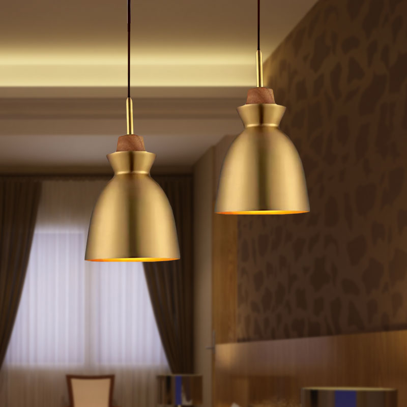 1 Light Cone/Dome Shade Hanging Light Industrial Style Brass Finish Metallic Ceiling Fixture for Foyer Clearhalo 'Ceiling Lights' 'Modern Pendants' 'Modern' 'Pendant Lights' 'Pendants' Lighting' 1416727