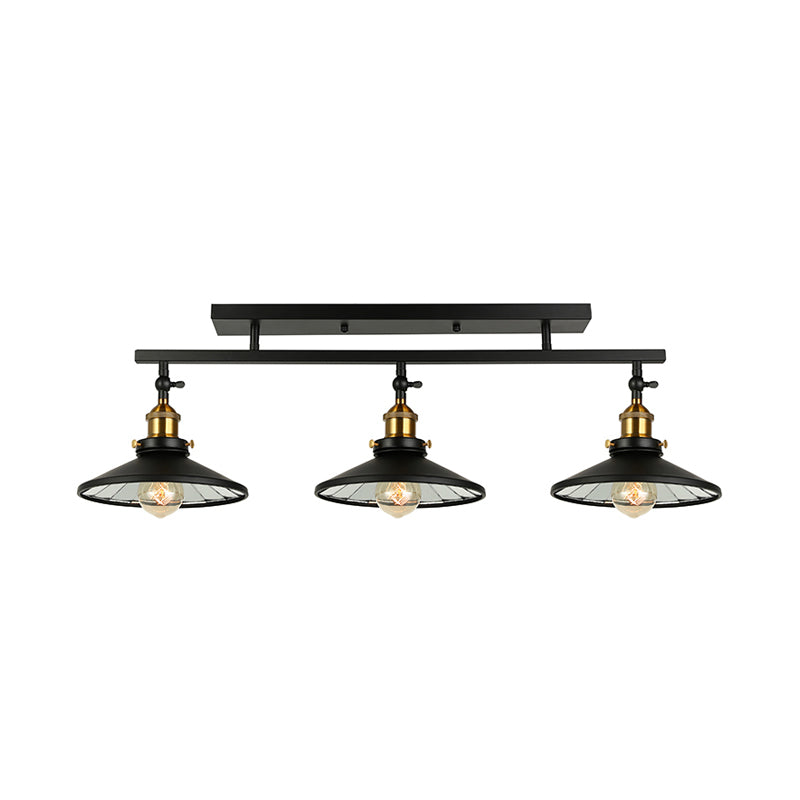 Metal Black Island Lighting Cone Shade 3 Heads Vintage Stylish Ceiling Light Fixture for Living Room Clearhalo 'Ceiling Lights' 'Island Lights' Lighting' 141673