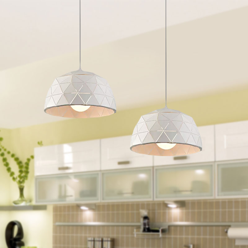 Nordic Style Domed Ceiling Light Fixture 12"/14" W 1 Light Metallic Pendant Lighting in Black/White for Coffee Shop Clearhalo 'Ceiling Lights' 'Modern Pendants' 'Modern' 'Pendant Lights' 'Pendants' Lighting' 1416746