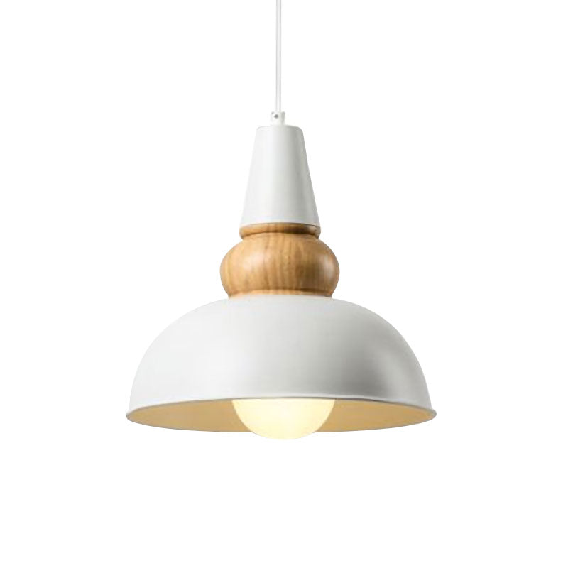 1 Light Ceiling Pendant Lamp with Bowl Shade Metal and Wood Modernist Style Living Room Hanging Light in Black Clearhalo 'Ceiling Lights' 'Modern Pendants' 'Modern' 'Pendant Lights' 'Pendants' Lighting' 1416748