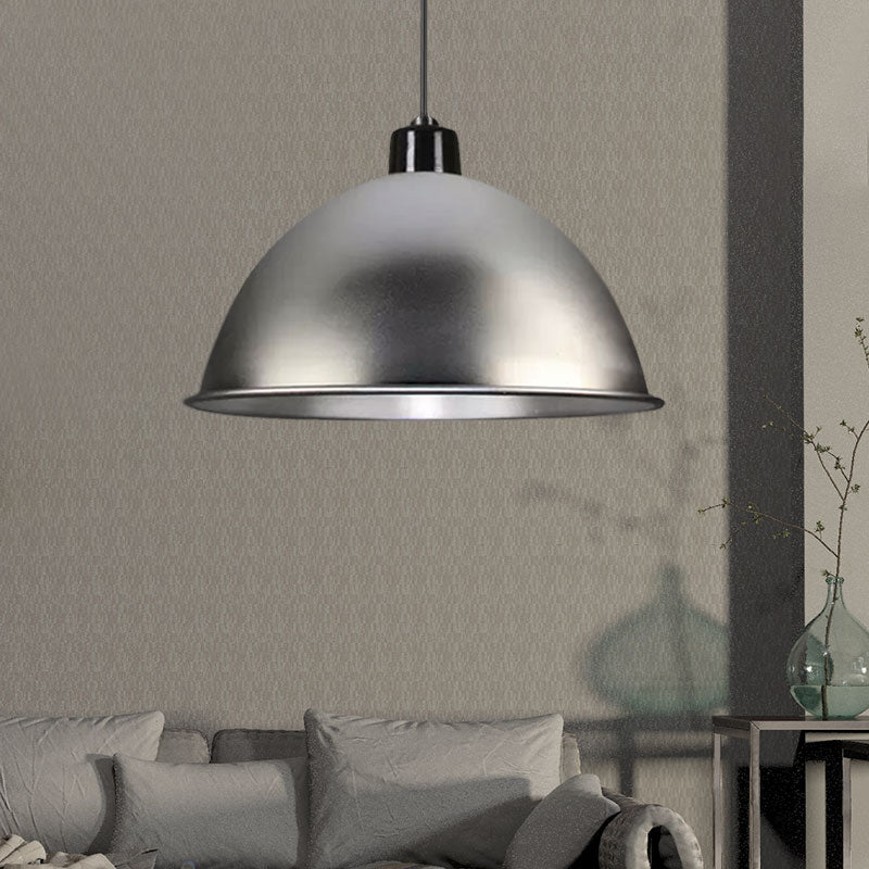 Metallic Bowl Shade Hanging Light Retro Style 1 Light Restaurant Pendant Lighting in Black/Silver Clearhalo 'Art Deco Pendants' 'Black' 'Cast Iron' 'Ceiling Lights' 'Ceramic' 'Crystal' 'Industrial Pendants' 'Industrial' 'Metal' 'Middle Century Pendants' 'Pendant Lights' 'Pendants' 'Rustic Pendants' 'Tiffany' Lighting' 1416755