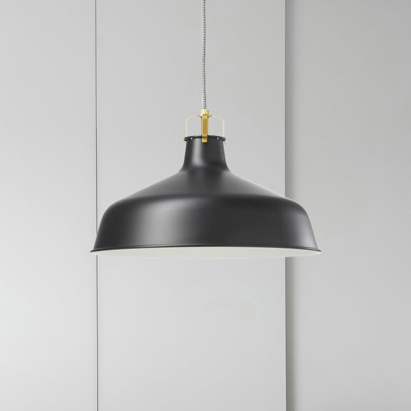 1 Light Metallic Pendant Lamp Modernism Black/White Barn Shade Dining Room Hanging Ceiling Light Clearhalo 'Ceiling Lights' 'Modern Pendants' 'Modern' 'Pendant Lights' 'Pendants' Lighting' 1416770