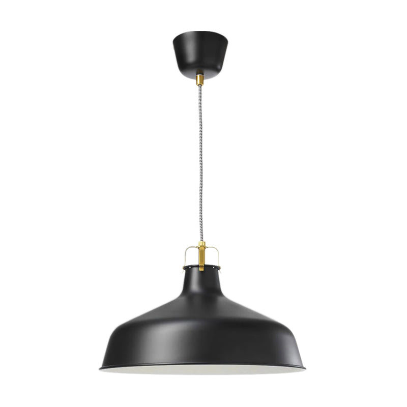 1 Light Metallic Pendant Lamp Modernism Black/White Barn Shade Dining Room Hanging Ceiling Light Clearhalo 'Ceiling Lights' 'Modern Pendants' 'Modern' 'Pendant Lights' 'Pendants' Lighting' 1416771