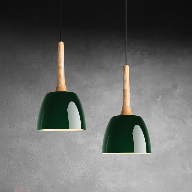 Yellow/Blue/Green Domed Hanging Ceiling Light Modernist Metal 1 Light Pendant Lighting for Dining Room Clearhalo 'Ceiling Lights' 'Modern Pendants' 'Modern' 'Pendant Lights' 'Pendants' Lighting' 1416789