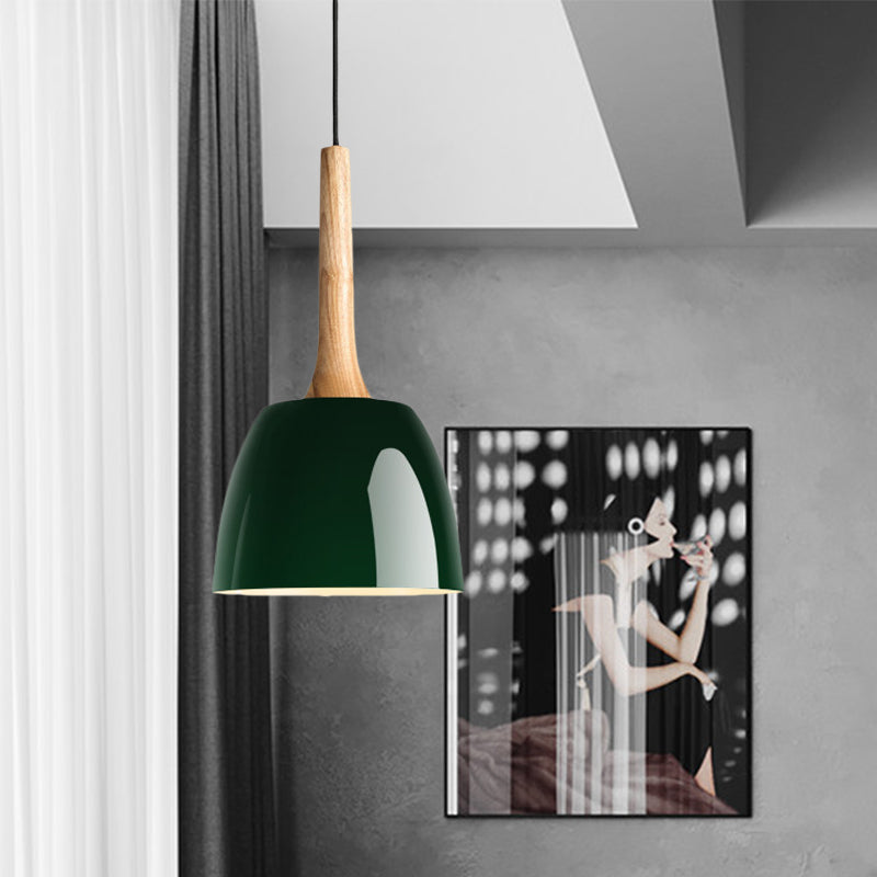 Yellow/Blue/Green Domed Hanging Ceiling Light Modernist Metal 1 Light Pendant Lighting for Dining Room Clearhalo 'Ceiling Lights' 'Modern Pendants' 'Modern' 'Pendant Lights' 'Pendants' Lighting' 1416790