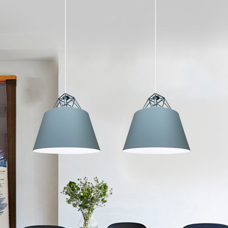 Blue/Purple/Pink Cone Pendant Lighting Contemporary Metal 1 Light Restaurant Ceiling Light Fixture Clearhalo 'Ceiling Lights' 'Modern Pendants' 'Modern' 'Pendant Lights' 'Pendants' Lighting' 1416796