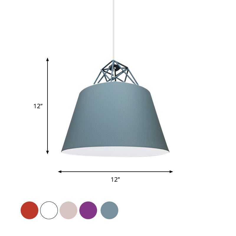 Blue/Purple/Pink Cone Pendant Lighting Contemporary Metal 1 Light Restaurant Ceiling Light Fixture Clearhalo 'Ceiling Lights' 'Modern Pendants' 'Modern' 'Pendant Lights' 'Pendants' Lighting' 1416798