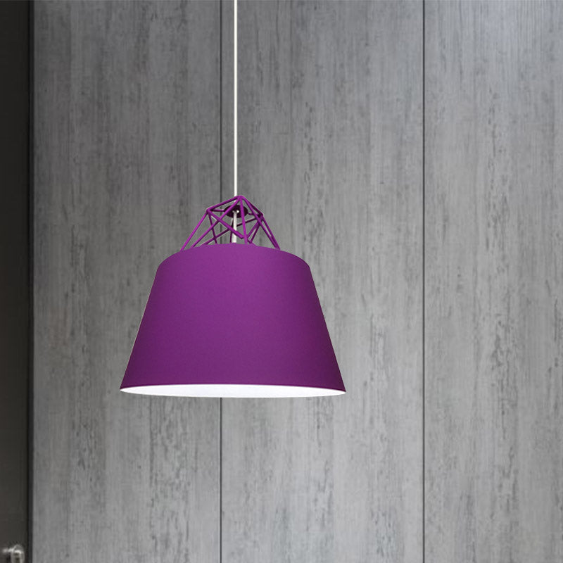 Blue/Purple/Pink Cone Pendant Lighting Contemporary Metal 1 Light Restaurant Ceiling Light Fixture Clearhalo 'Ceiling Lights' 'Modern Pendants' 'Modern' 'Pendant Lights' 'Pendants' Lighting' 1416808