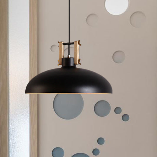 1 Light Hanging Light with Bowl Shade Metal Modernism Style Dining Room Suspended Light in Black/Green Black Clearhalo 'Ceiling Lights' 'Modern Pendants' 'Modern' 'Pendant Lights' 'Pendants' Lighting' 1416815