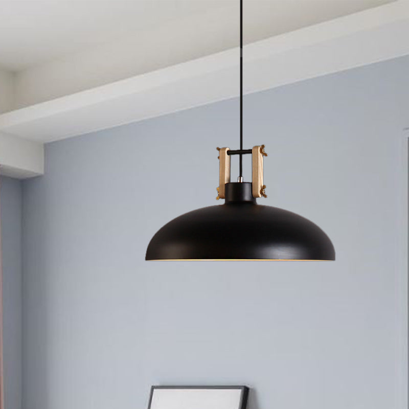 1 Light Hanging Light with Bowl Shade Metal Modernism Style Dining Room Suspended Light in Black/Green Clearhalo 'Ceiling Lights' 'Modern Pendants' 'Modern' 'Pendant Lights' 'Pendants' Lighting' 1416816