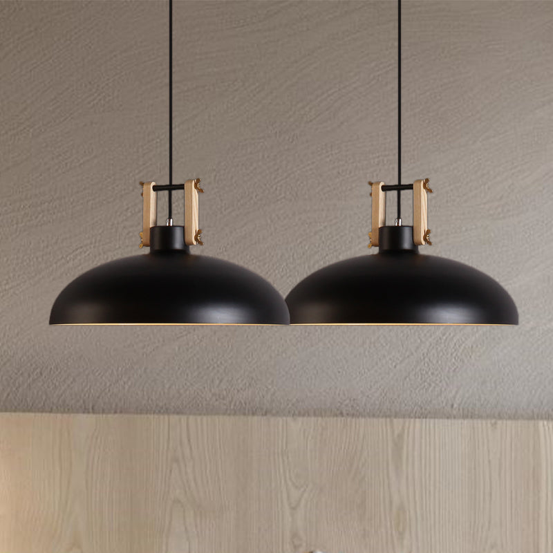 1 Light Hanging Light with Bowl Shade Metal Modernism Style Dining Room Suspended Light in Black/Green Clearhalo 'Ceiling Lights' 'Modern Pendants' 'Modern' 'Pendant Lights' 'Pendants' Lighting' 1416817