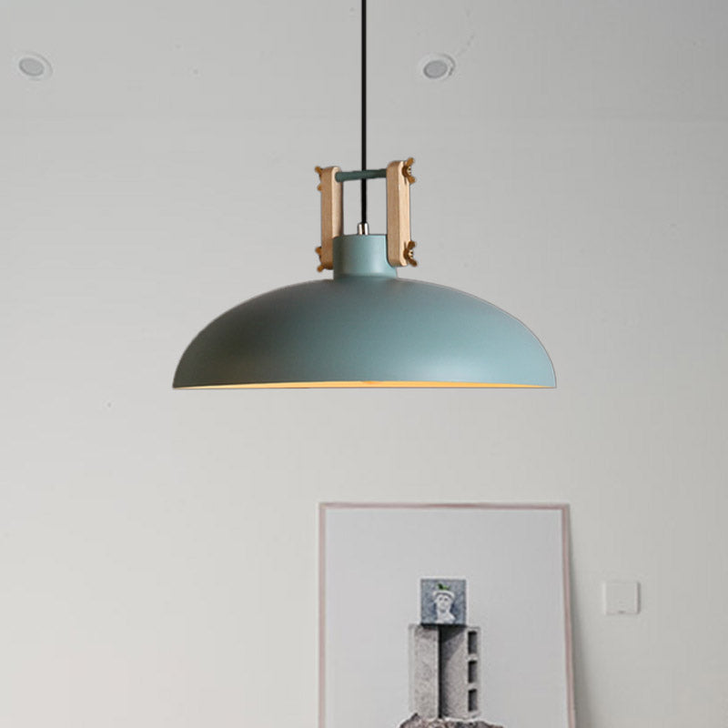 1 Light Hanging Light with Bowl Shade Metal Modernism Style Dining Room Suspended Light in Black/Green Clearhalo 'Ceiling Lights' 'Modern Pendants' 'Modern' 'Pendant Lights' 'Pendants' Lighting' 1416821