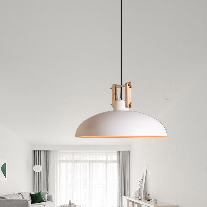 1 Light Hanging Light with Bowl Shade Metal Modernism Style Dining Room Suspended Light in Black/Green White Clearhalo 'Ceiling Lights' 'Modern Pendants' 'Modern' 'Pendant Lights' 'Pendants' Lighting' 1416824