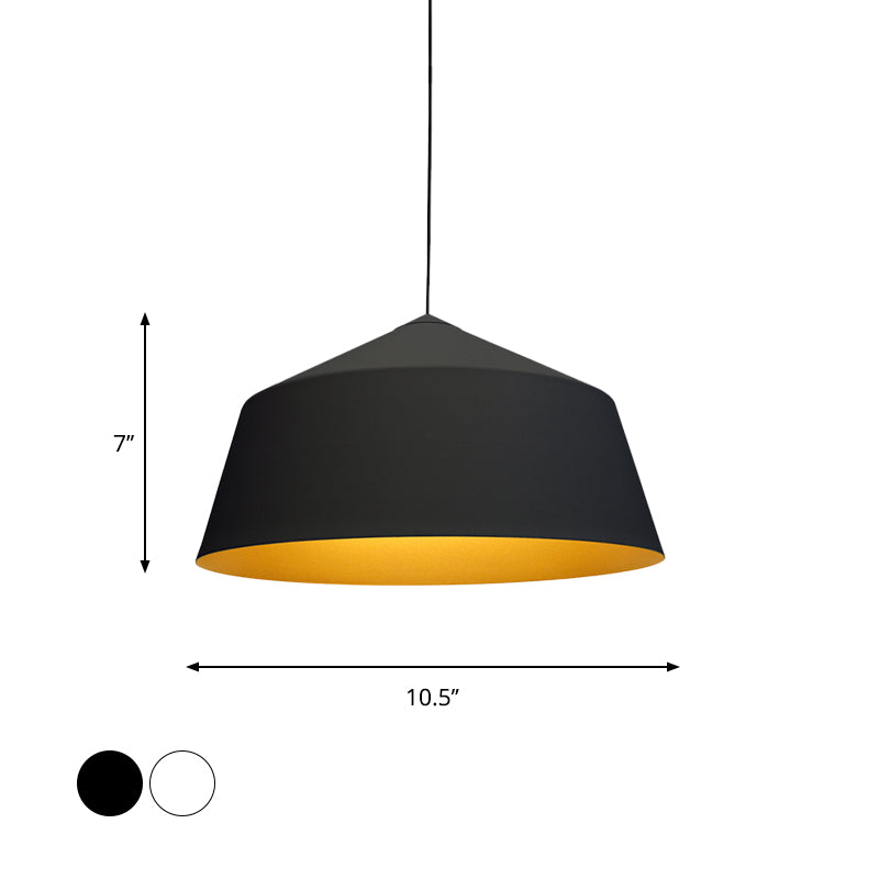 Retro Style Tapered Shade Pendant Lighting 6"/10.5"/12.5" Width 1 Light Metallic Hanging Ceiling Light in Black/White Clearhalo 'Ceiling Lights' 'Modern Pendants' 'Modern' 'Pendant Lights' 'Pendants' Lighting' 1416875